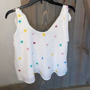 White Tank Top with multicolor stars